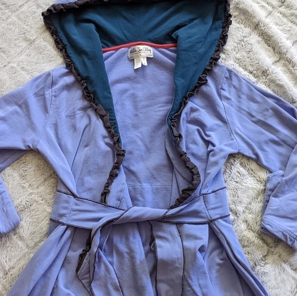 Matilda Jane Women's Medium Nightingale Willow Purple Ruffle Hooded Robe Jacket - Picture 4 of 6